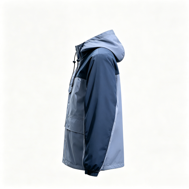 Urban Casual Colorblock Hood Coat, Men Triple Repellent (Water/Oil/Stain) Windbreaker  ODM Service – Custom Size, Logo & Style Available