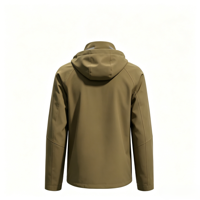 Men’s Coyote Brown 3-Layer Taped Seam Softshell Hooded Jacket  ODM Service – Custom Size, Logo & Style Available