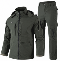 Men's Outdoor Tactical Jacket & Pants Set | Detachable Hood Waterproof Hiking Suit for Mountaineering, Training and Adventure  ODM Service – Custom Size, Logo & Style Available