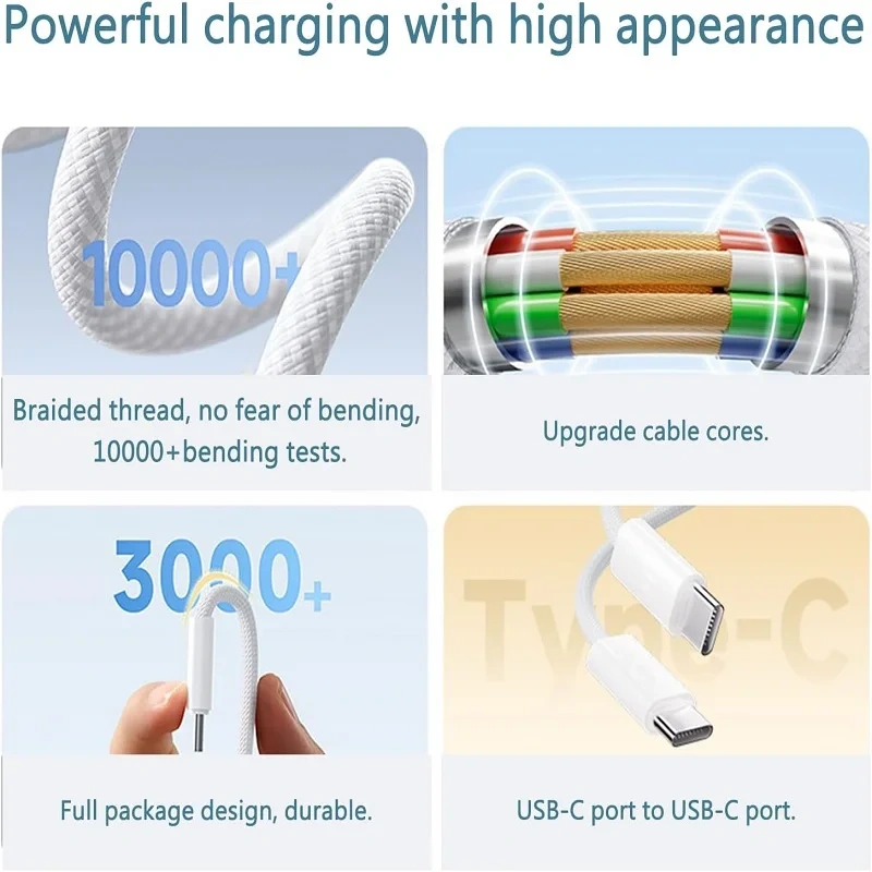 1pcs-5pcs 60W PD USB-C to USB C Fast Charger Cable For Apple iPhone 17 Pro Max 16 15 Plus 14 13 12 11 X XS Type C Quick Charging