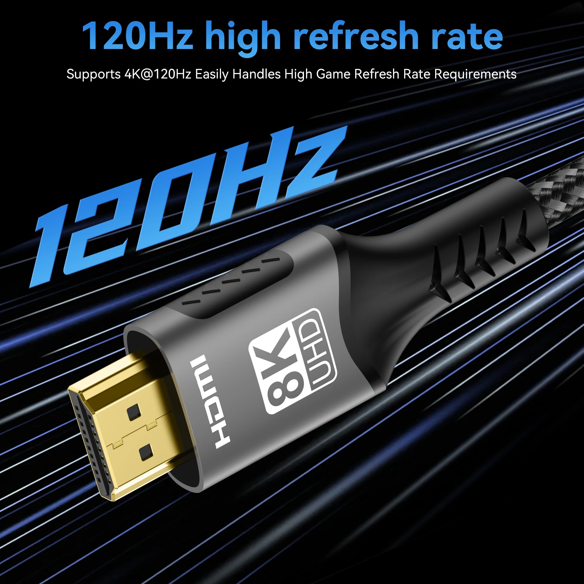 8K@60Hz 4K@120Hz HDMI 2.1 Cable 48Gbps Certified - HDR10 3D eARC VRR for PS5/PC/HDTV/Projector, Ultra High Speed Cord