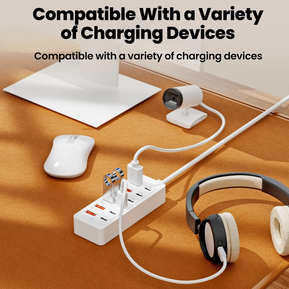 12-in-1 USB Splitter Socket USB2.0 High Speed Data Transfer Converter USB C Docking Station Fast Charging Plug for Home Office