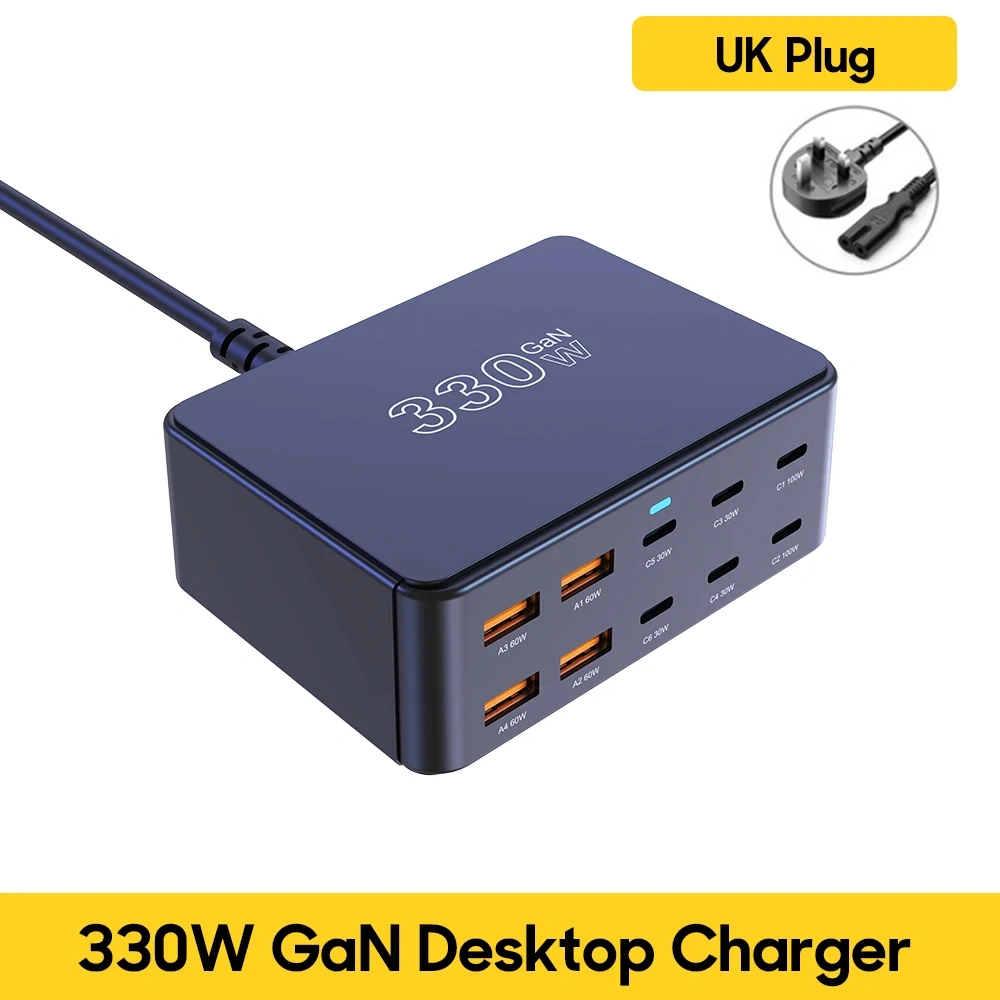 800W USB C GaN Charger 100W PD3.0 PPS QC3.0 Multiport Fast Charging Station for iPhone 15 16 Samsung Macbook Pro Laptops Tablets