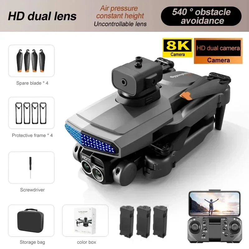 New D6 8K Drone Professional HD Dual Camera Optical Flow Localization Obstacle Avoidance WIFI FPV RC Foldable Quadcopter Toys