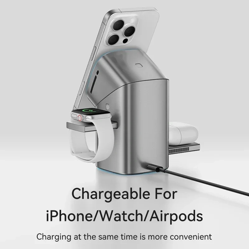 Qi2 Auto-rotate Touch Magnetic 3 in 1 Wireless Charger Fast Charging 15W for IPhone 12/13/14/15/16, for Iwatch & AirPods