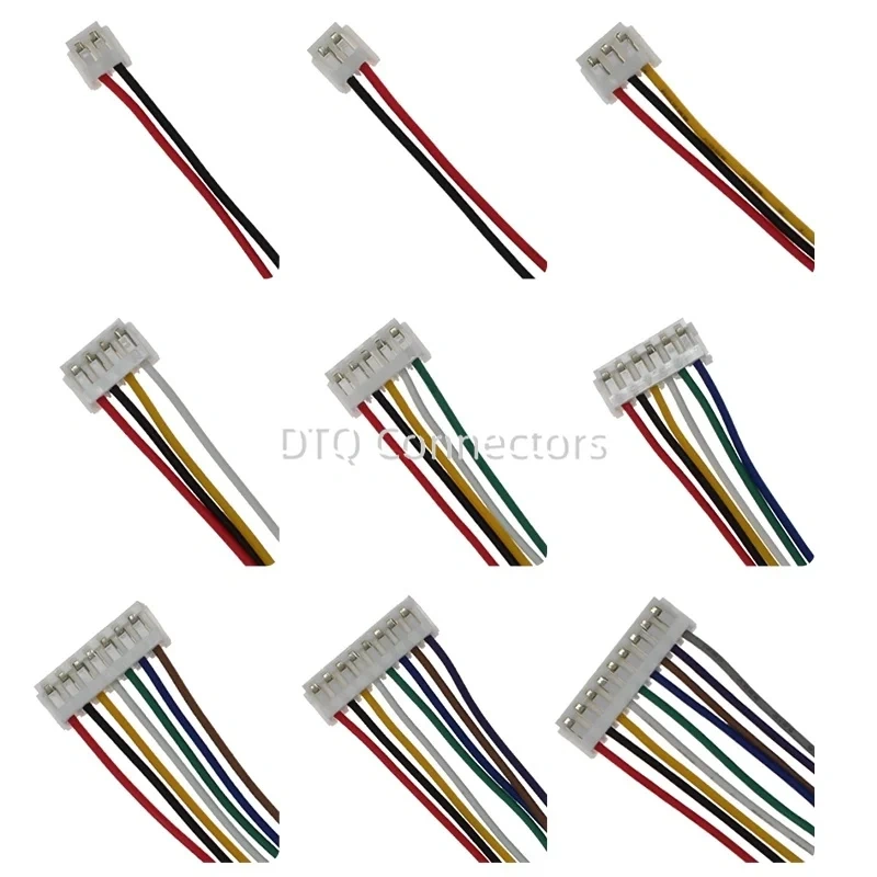 10PCS LOT EH2.54 2.54 Pitch Female Connector Wire 10CM 20CM 30CM 26AWG Single End/Double End Cable Electronic Wire 2P 3P 4-12Pin