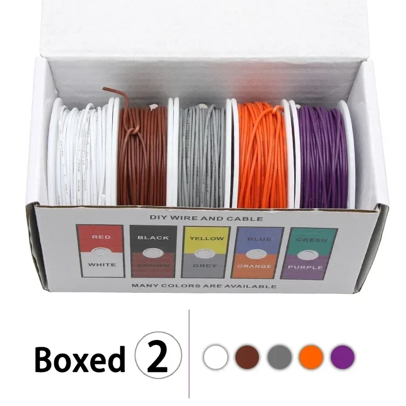 （5 Colors Mix Kit）UL1007 Wire PVC Insulation Tinned Copper Cable Stranded Electrical Line 30/28/26/24/22/20/18/16 AWG PCB Wire