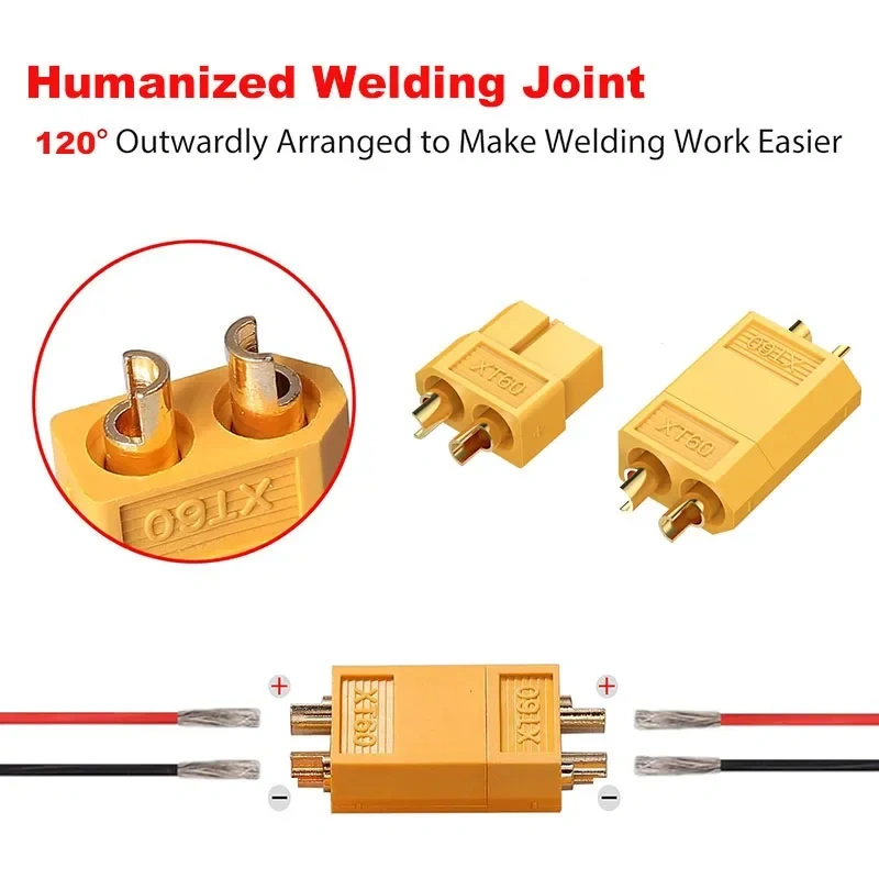 5 Pairs XT30 XT60 XT90 Connectors Male and Female with 2m 14AWG 12AWG 10AWG Silicone Cable + Shrink Tubing Kit for DIY RC Drones