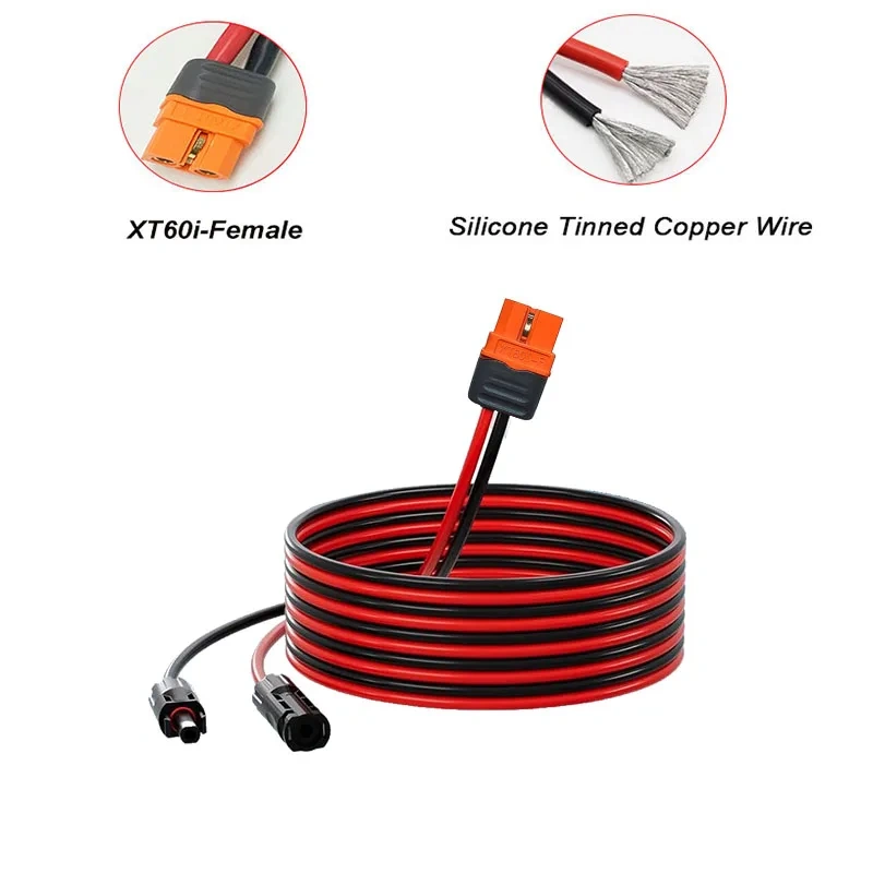 XT60i Female to Solar Cable 12AWG 3.4mm²  Silicone Cable XT60H-F Connector Solar Panel Extension Charging Cable