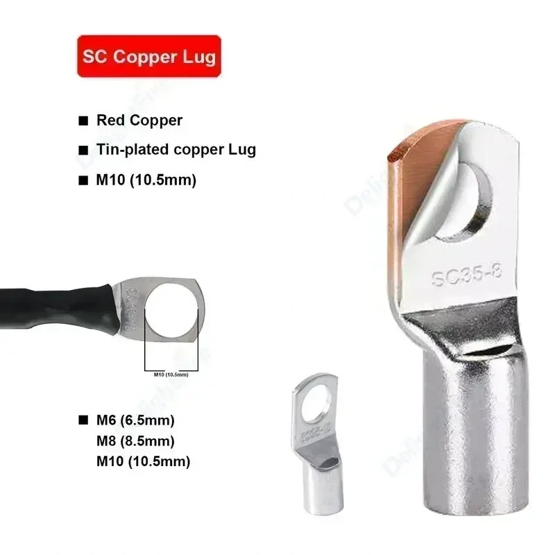 Soft Car Battery Wire Silicone Cable With M6 M8 M10 Lug Red Black 8 6 3 0 4AWG Electrical Wire for Auto RV Solar Panel Inverter