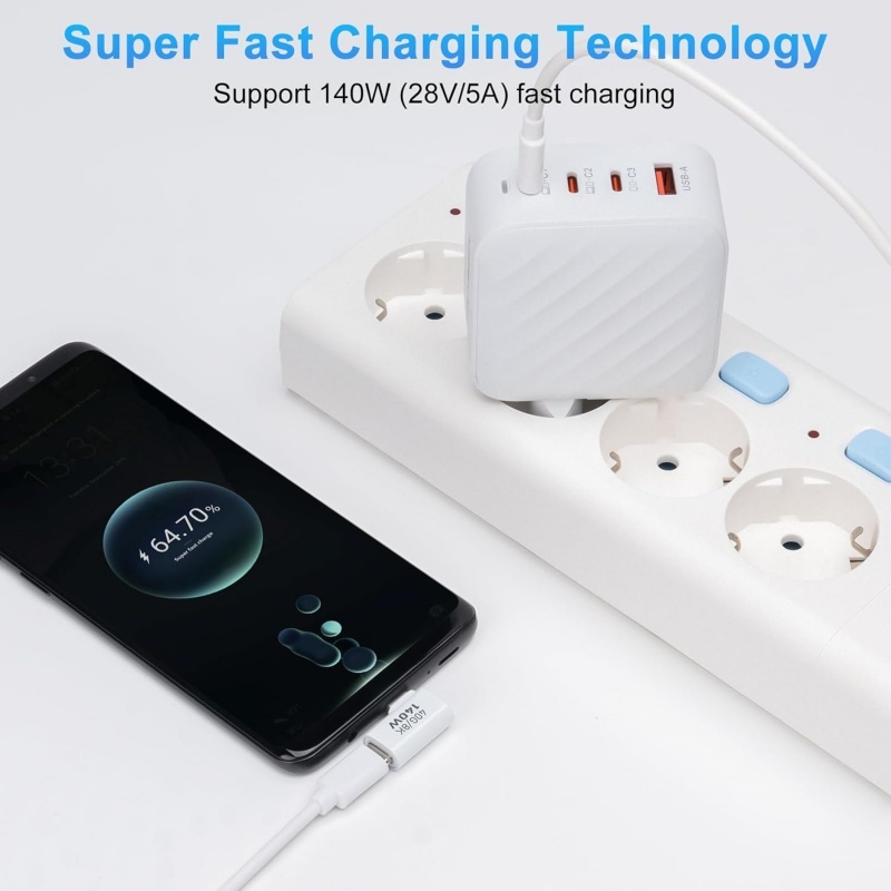 90 Degree USB C Adapter 8K 60Hz 140W USB C Male to Female Connector for Phone iPad Macbook