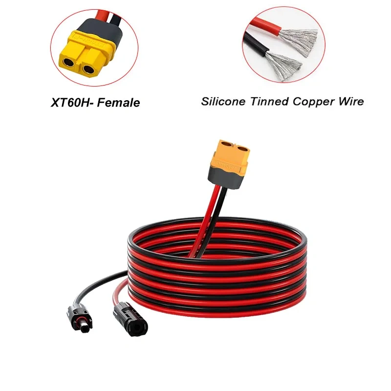 XT60i Female to Solar Cable 12AWG 3.4mm²  Silicone Cable XT60H-F Connector Solar Panel Extension Charging Cable