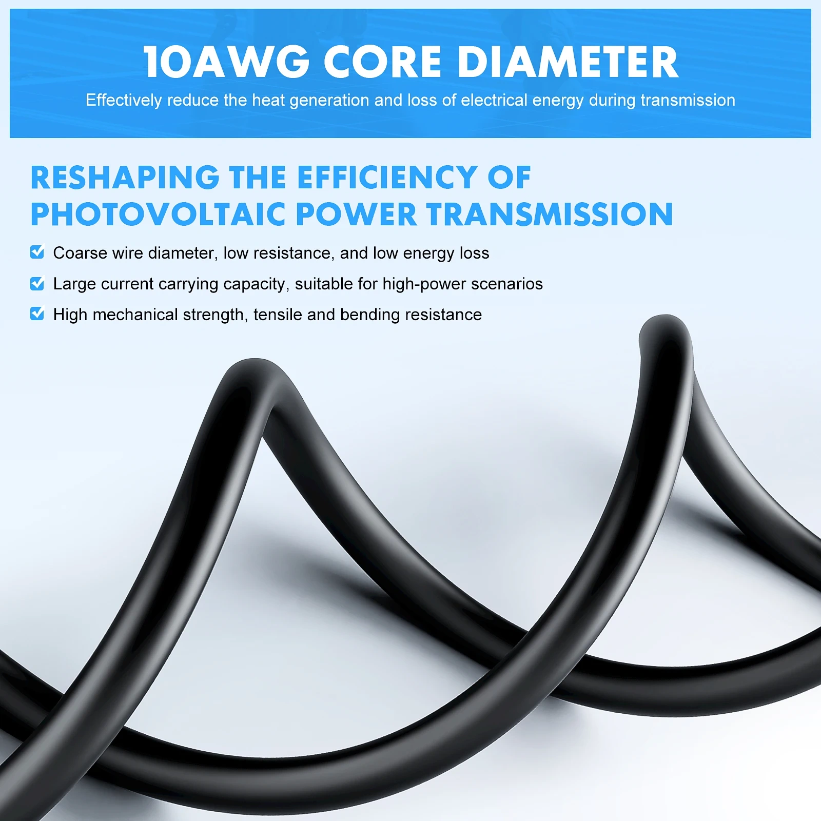 Solar Panel Cable Wire Extension PV Cable DC Rated 1-10 Meter 4mm²6mm² 1000V/1500V With Solar Connectors Plugs
