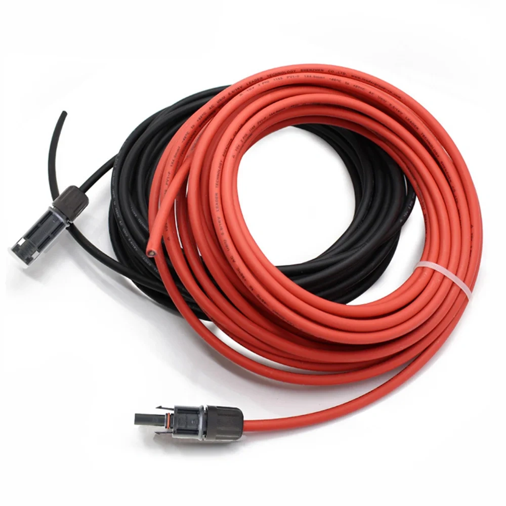1 Pair Solar Panel Extension Cable with Connector 10AWG 12AWG 14AWG Black Red PV Wire for Solar System 1m 2m 3m 5m