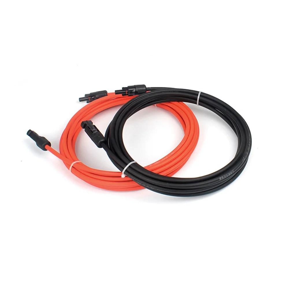 1 Pair Solar Panel Extension Cable with Connector 10AWG 12AWG 14AWG Black Red PV Wire for Solar System 1m 2m 3m 5m