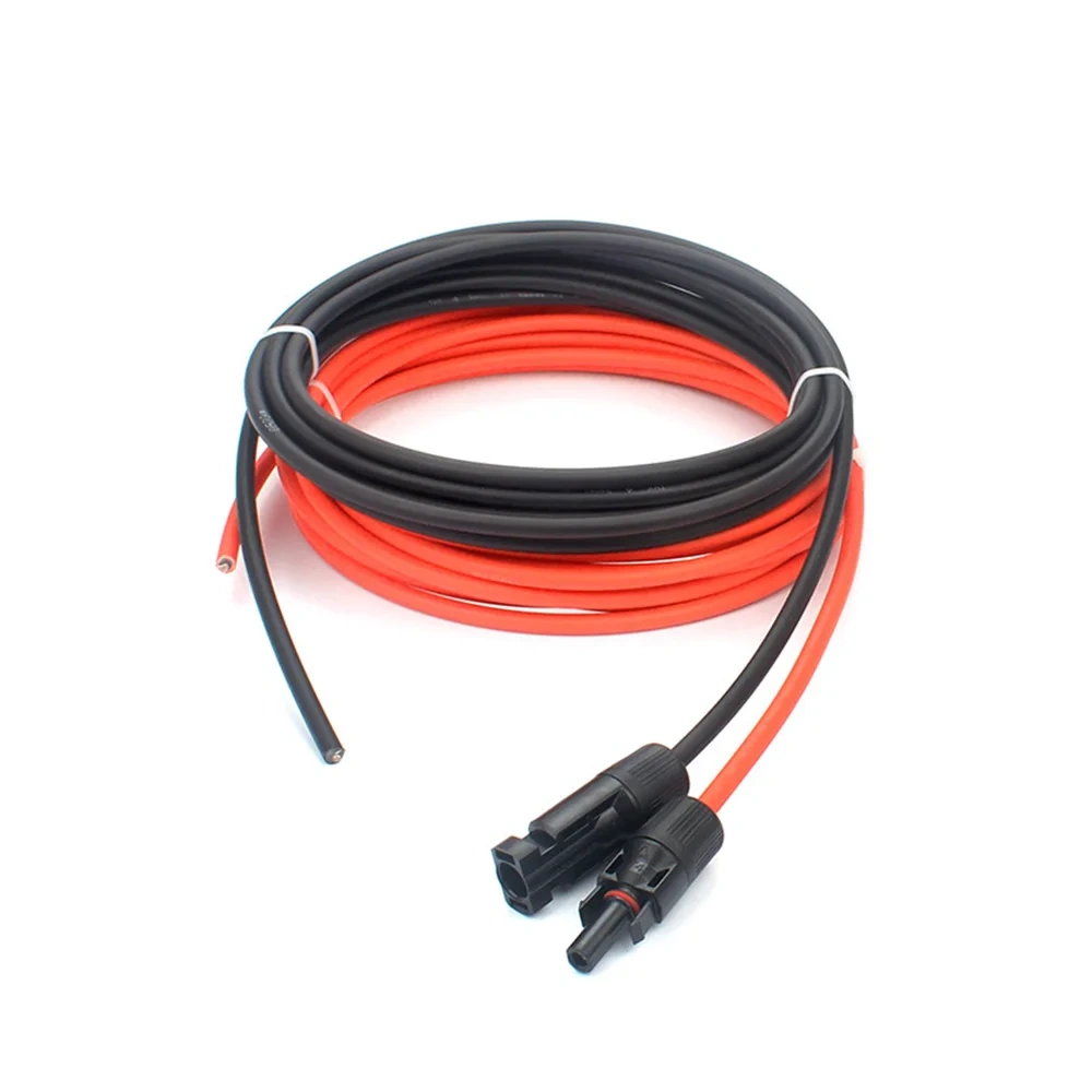1 Pair Solar Panel Extension Cable with Connector 10AWG 12AWG 14AWG Black Red PV Wire for Solar System 1m 2m 3m 5m