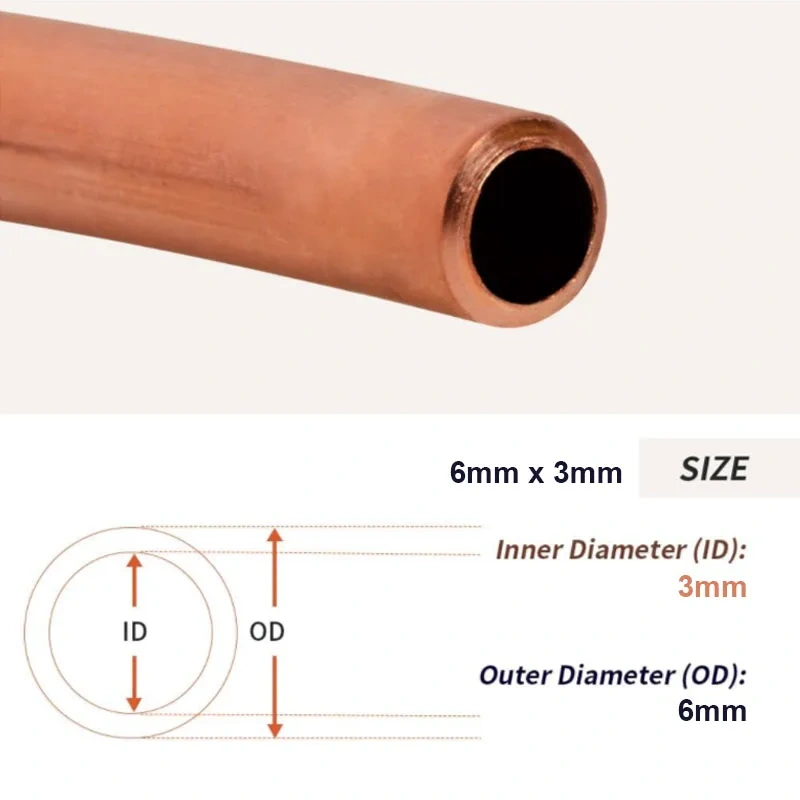 High quality 1M Soft Copper Tube Coil OD 2/3/4/5/6/8/10/12mm 99.9% Coppers Wire Pipe Airs Conditioner Cooling DIY Crafts