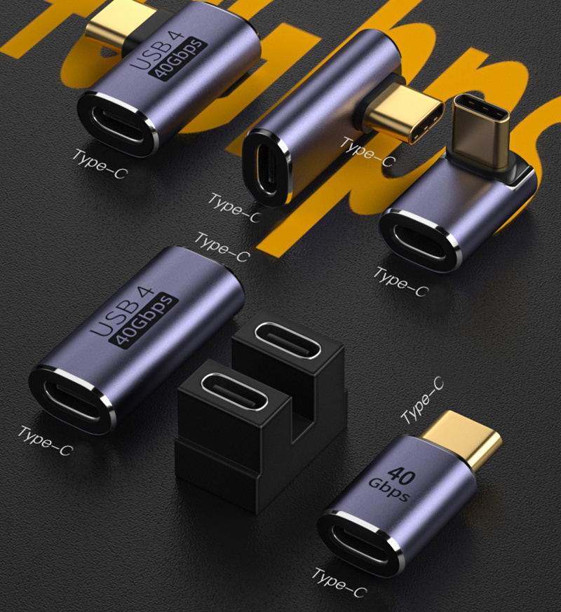 USB 4.0 PD 100W 8K 60Hz Charger Connector for Laptop 40Gbps High Speed USB C OTG L Shape Straight Angle Male to Female Adapter