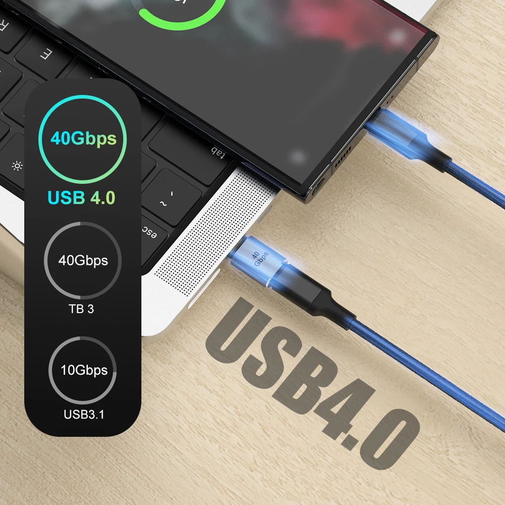 USB 4.0 PD 100W 8K 60Hz Charger Connector for Laptop 40Gbps High Speed USB C OTG L Shape Straight Angle Male to Female Adapter