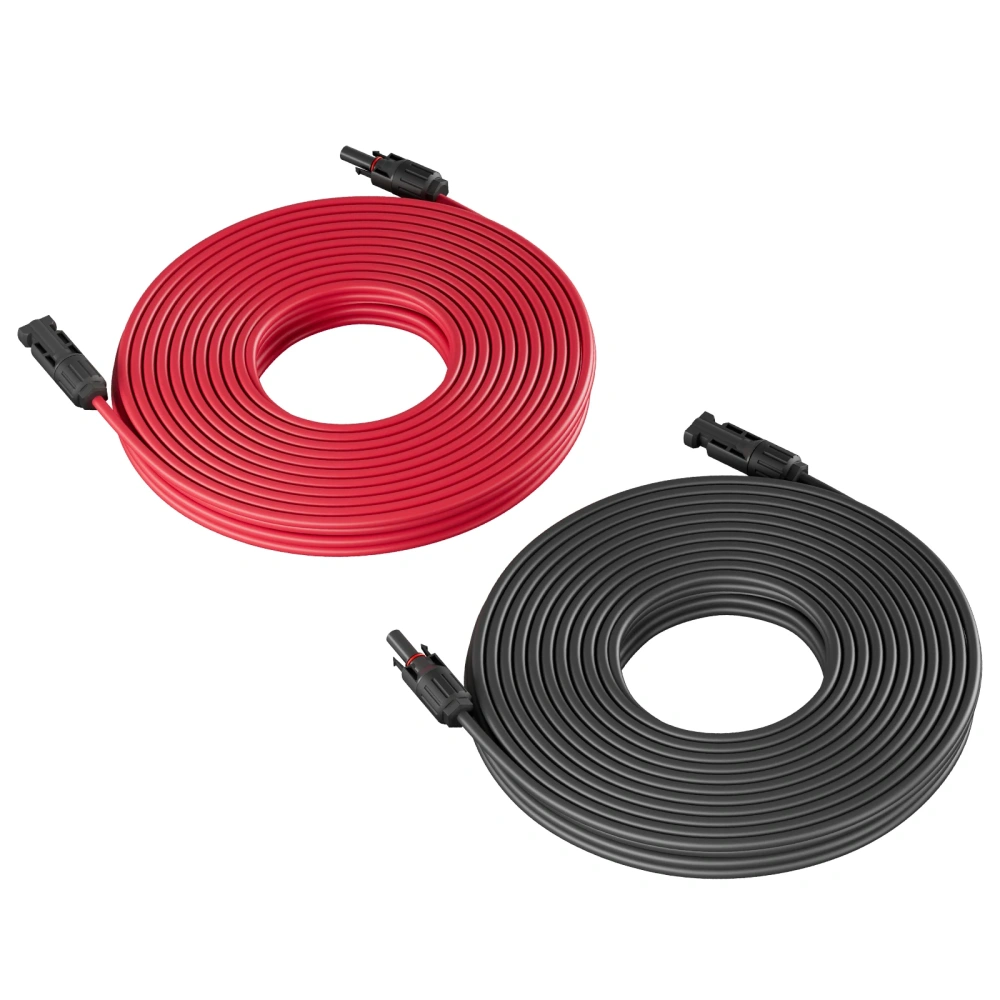 Solar Panel Cable Wire Extension PV Cable DC Rated 1-10 Meter 4mm²6mm² 1000V/1500V With Solar Connectors Plugs