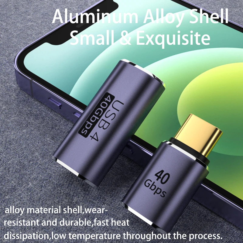 USB 4.0 PD 100W 8K 60Hz Charger Connector for Laptop 40Gbps High Speed USB C OTG L Shape Straight Angle Male to Female Adapter