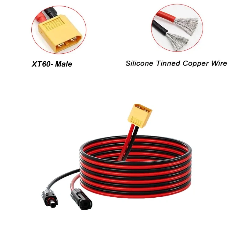 XT60i Female to Solar Cable 12AWG 3.4mm²  Silicone Cable XT60H-F Connector Solar Panel Extension Charging Cable