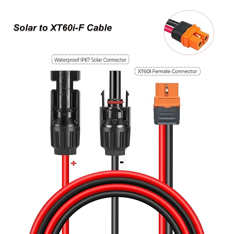 XT60i Female to Solar Cable 12AWG 3.4mm²  Silicone Cable XT60H-F Connector Solar Panel Extension Charging Cable