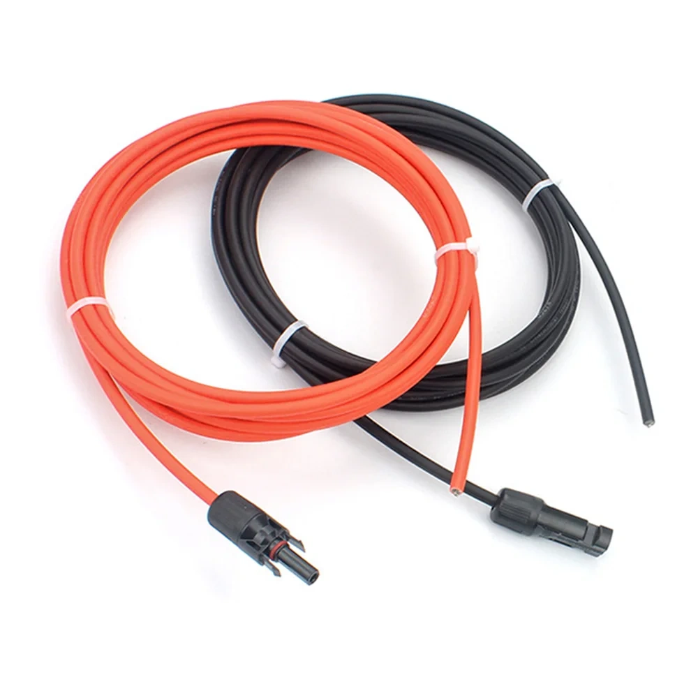 1 Pair Solar Panel Extension Cable with Connector 10AWG 12AWG 14AWG Black Red PV Wire for Solar System 1m 2m 3m 5m