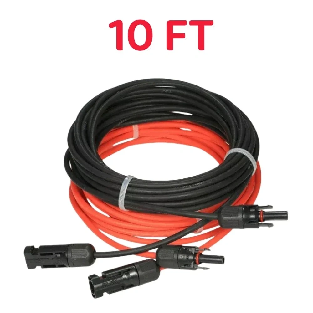 10FT/20FT 6mm 2 Silicone Solar Panel Extension Cable 10 AWG PV Flexible Waterproof Wire Connectors For Solar Panel System