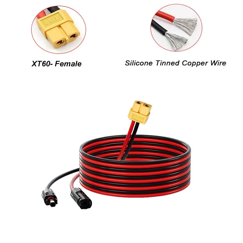 XT60i Female to Solar Cable 12AWG 3.4mm²  Silicone Cable XT60H-F Connector Solar Panel Extension Charging Cable