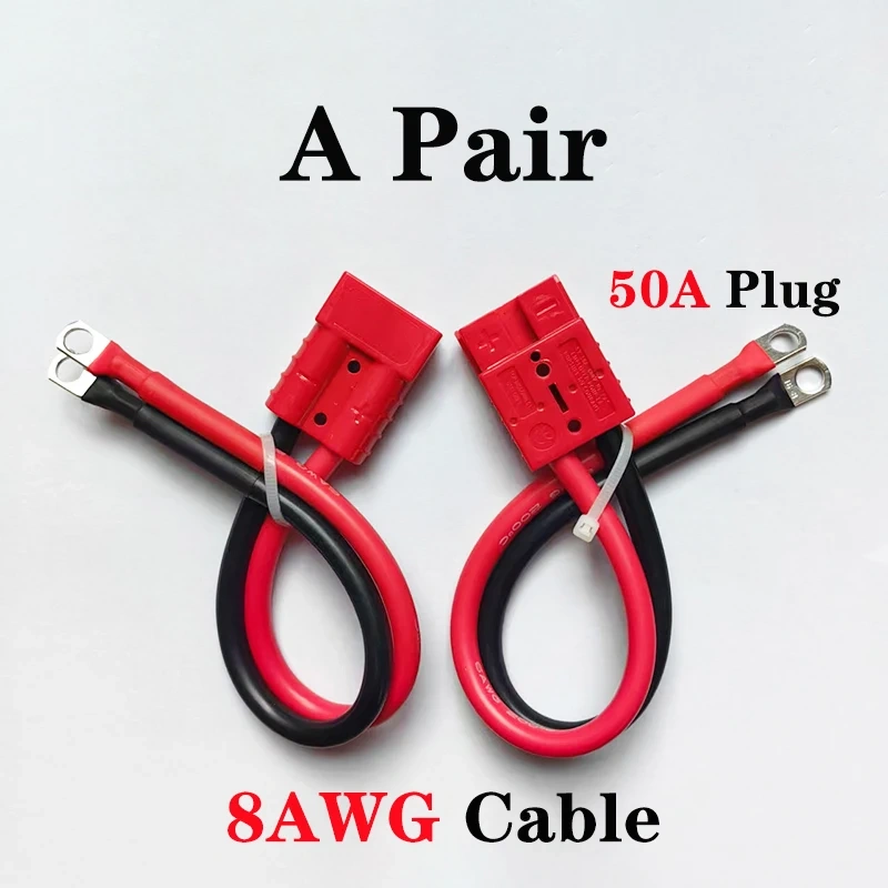 50A 120A 175A Quick Power Plugs With 0 2 6 7 8AWG Silicone Wire  M6 M8 M10 Terminal For Forklift Battery Charging Extension