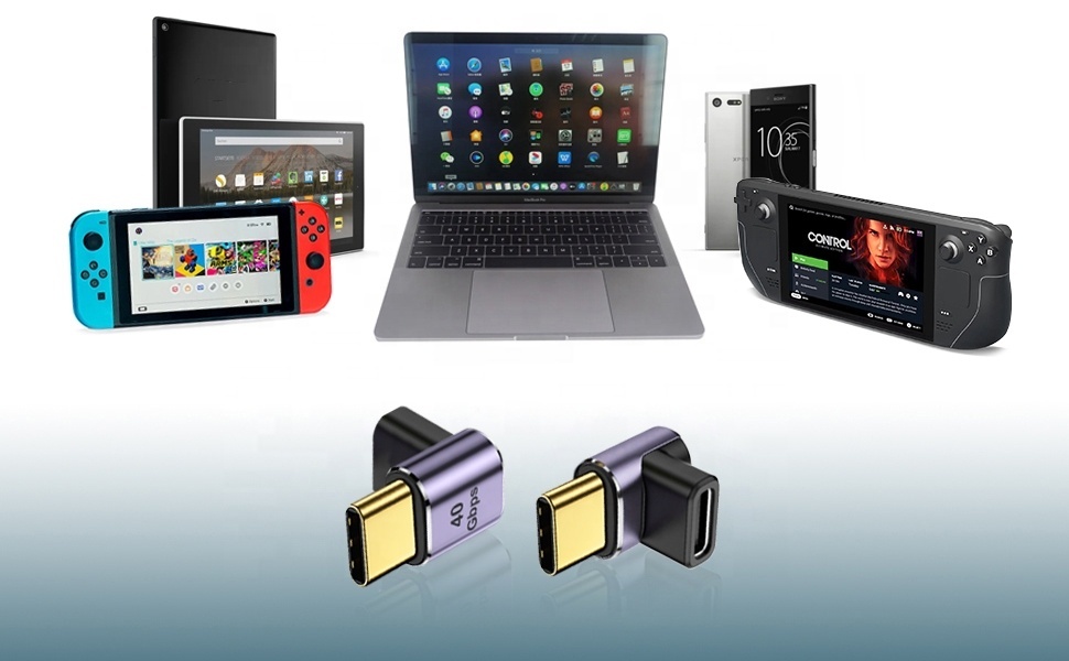 USB4 90 Degree USB-C Male USB-C Female Adapter New Trending Electronics for Laptop iPhone 15/15 Pro Max Compatible Team Deck