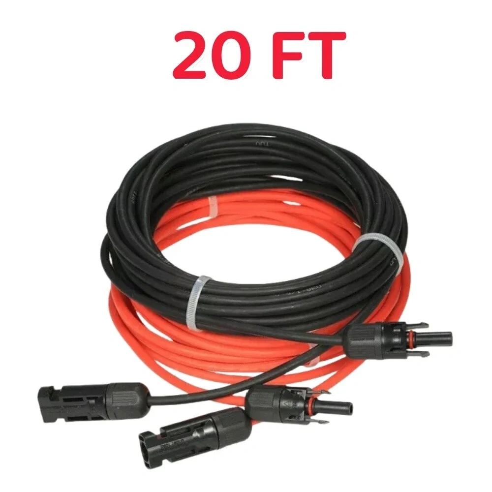 10FT/20FT 6mm 2 Silicone Solar Panel Extension Cable 10 AWG PV Flexible Waterproof Wire Connectors For Solar Panel System