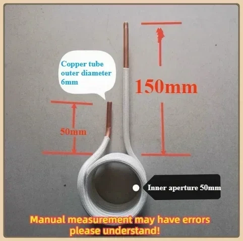 1PC ZVS coil T2 copper induction heating coil copper tube 6mm quenching tapless heating head DIY