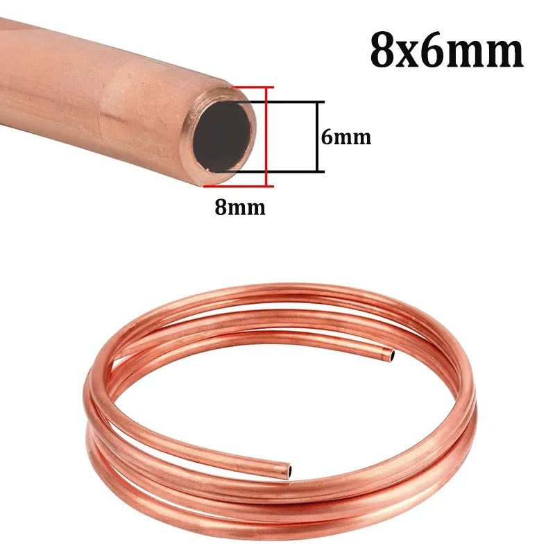High quality 1M Soft Copper Tube Coil OD 2/3/4/5/6/8/10/12mm 99.9% Coppers Wire Pipe Airs Conditioner Cooling DIY Crafts