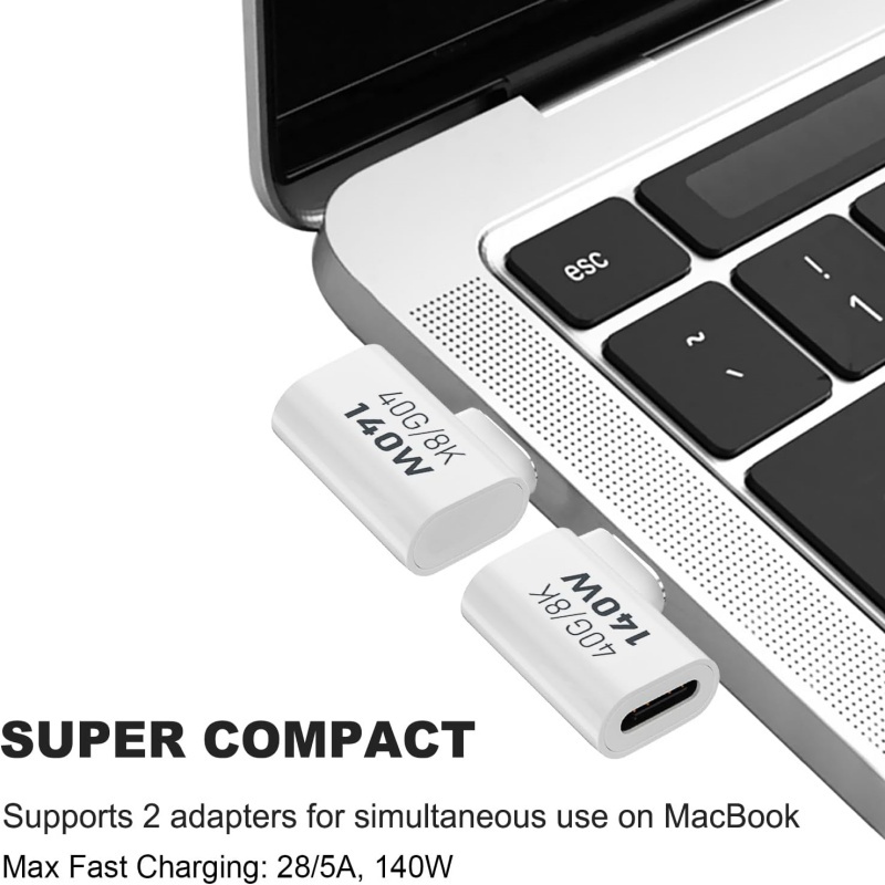 90 Degree USB C Adapter 8K 60Hz 140W USB C Male to Female Connector for Phone iPad Macbook