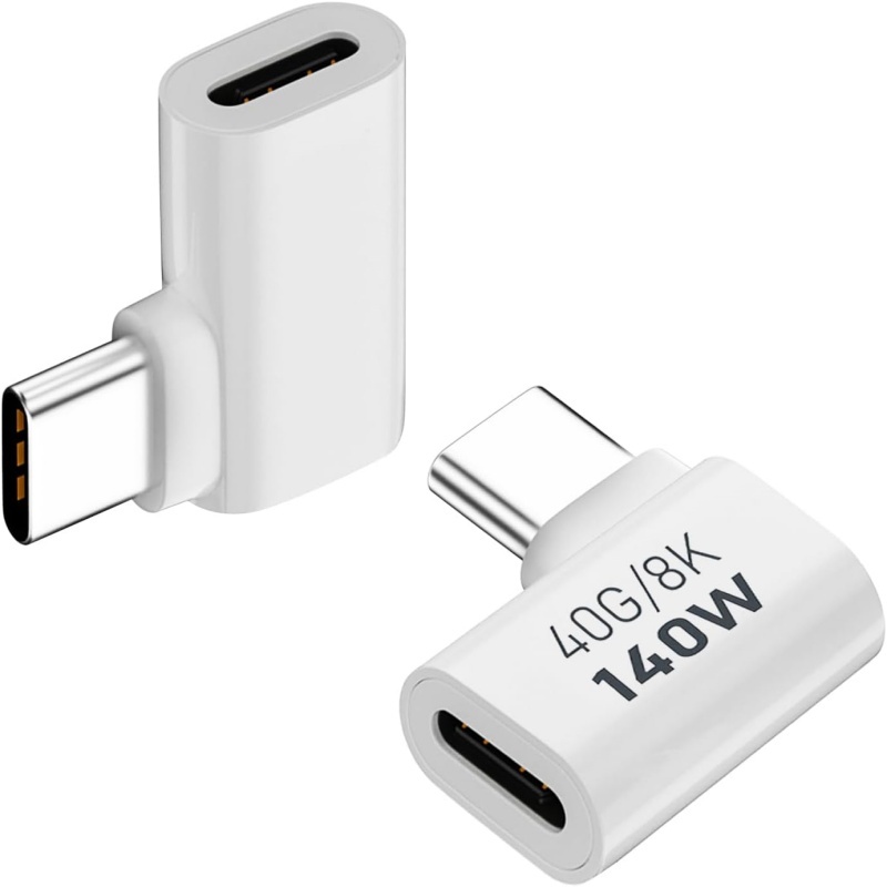 90 Degree USB C Adapter 8K 60Hz 140W USB C Male to Female Connector for Phone iPad Macbook