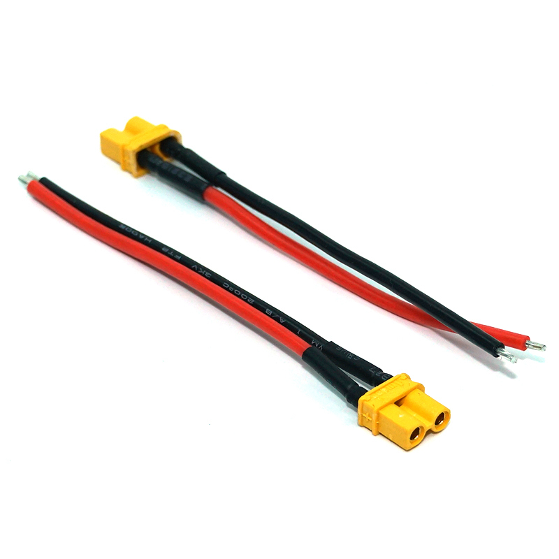 14AWG XT30 Connector to Pre-tinned Lead Wire Cable | 2-Pin Red & Black Silicone Wire with Heat Shrink for Drone, RC ESC, and Lipo Battery
