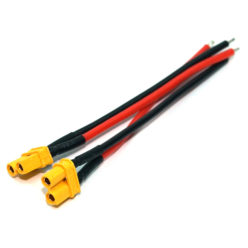 14AWG XT30 Connector to Pre-tinned Lead Wire Cable | 2-Pin Red & Black Silicone Wire with Heat Shrink for Drone, RC ESC, and Lipo Battery