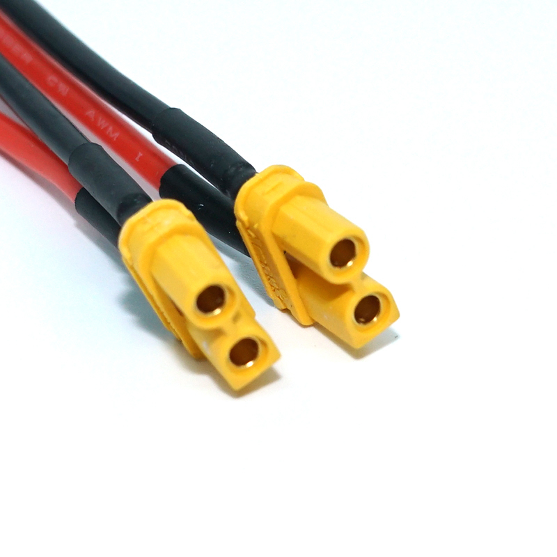 14AWG XT30 Connector to Pre-tinned Lead Wire Cable | 2-Pin Red & Black Silicone Wire with Heat Shrink for Drone, RC ESC, and Lipo Battery