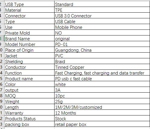 Premium PD USB-C to Lightning Fast Charging Cable (Model: PD-01)