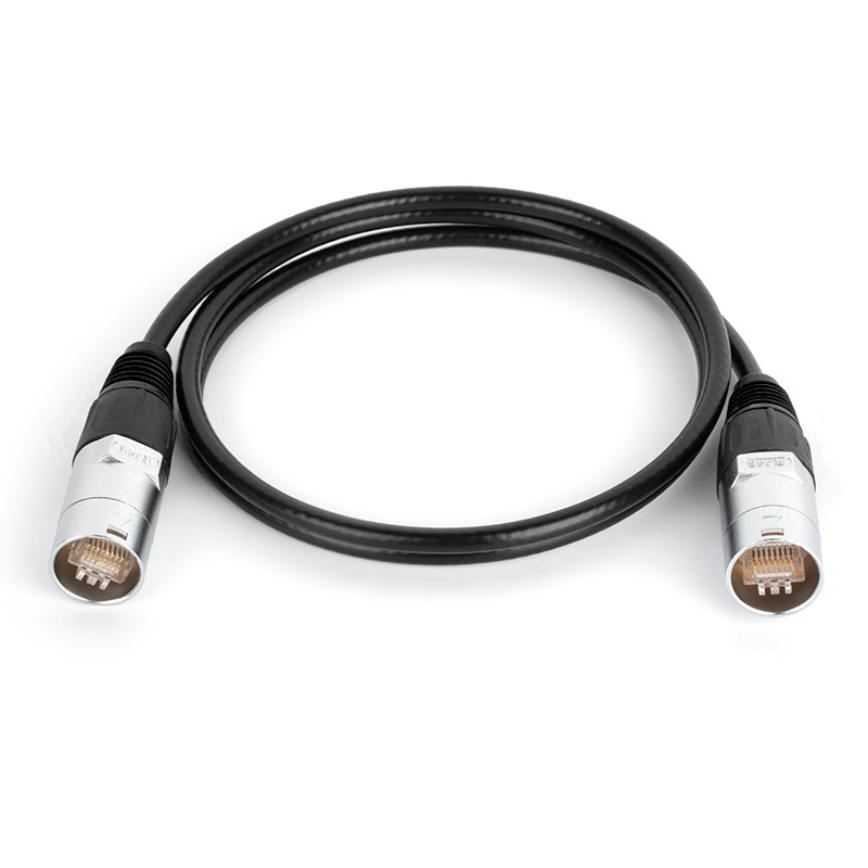 RJ45 cable 8P8C Industrial RJ45 Ethernet Cable with Metal XLR Connectors – High-Speed Shielded Mining Rig Data Cable (Waterproof & Armored)
