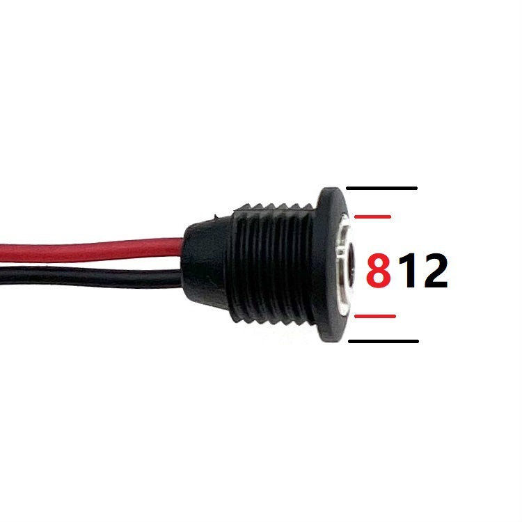 Waterproof Panel Mount Power Jack? – 5.5mm x 2.1mm 12V-24V DC Connector with Pre-Soldered Wires for New Energy Vehicles, CCTV, and LED Lighting