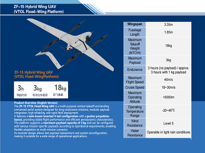ZF-15 Hybrid Wing UAV  (VTOL Fixed-Wing Platform)
