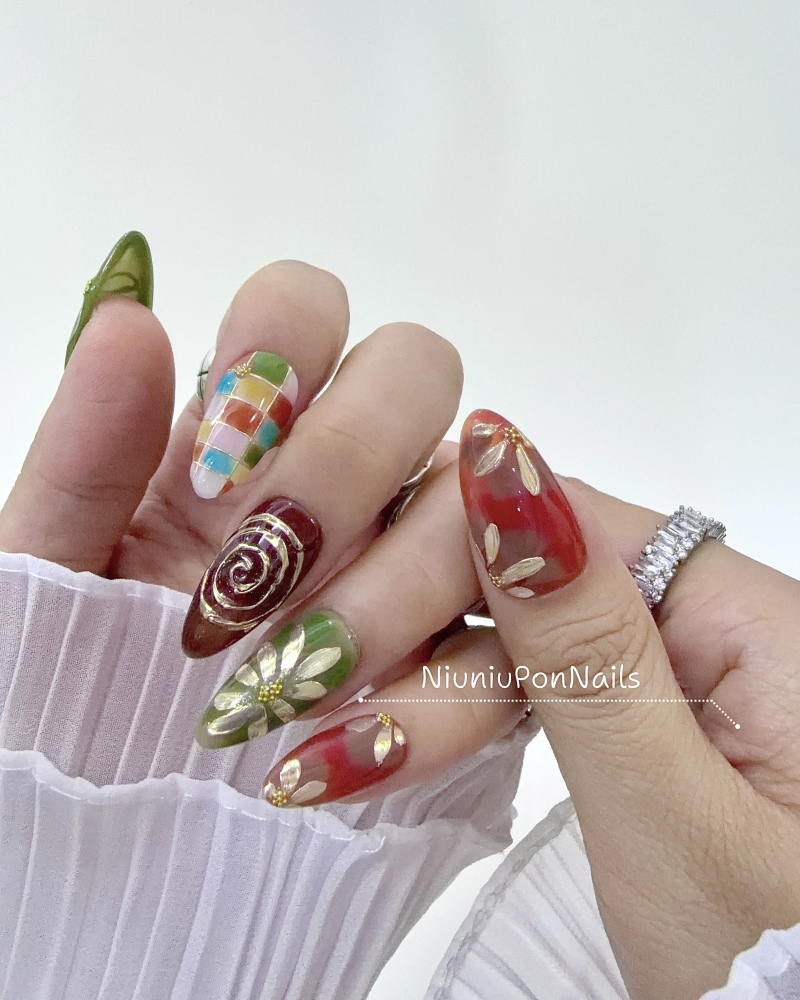 Vintage Hand-Painted Gold Floral-52