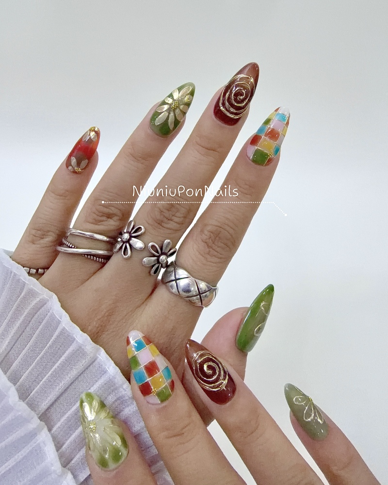Vintage Hand-Painted Gold Floral-52