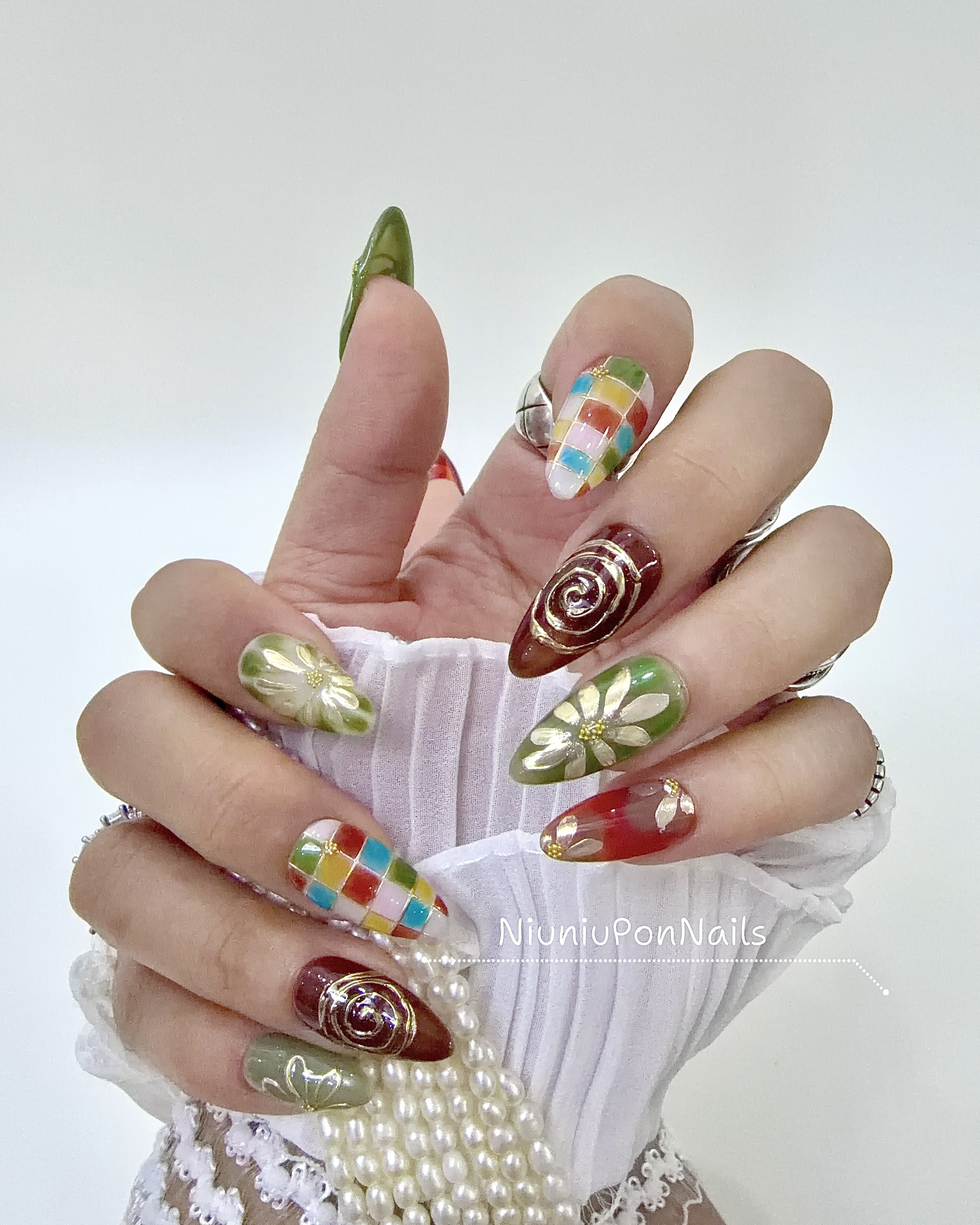 Vintage Hand-Painted Gold Floral-52