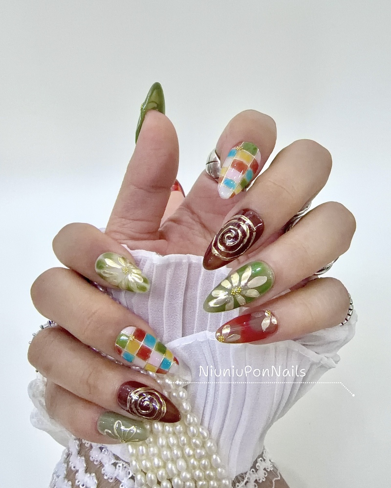 Vintage Hand-Painted Gold Floral-52