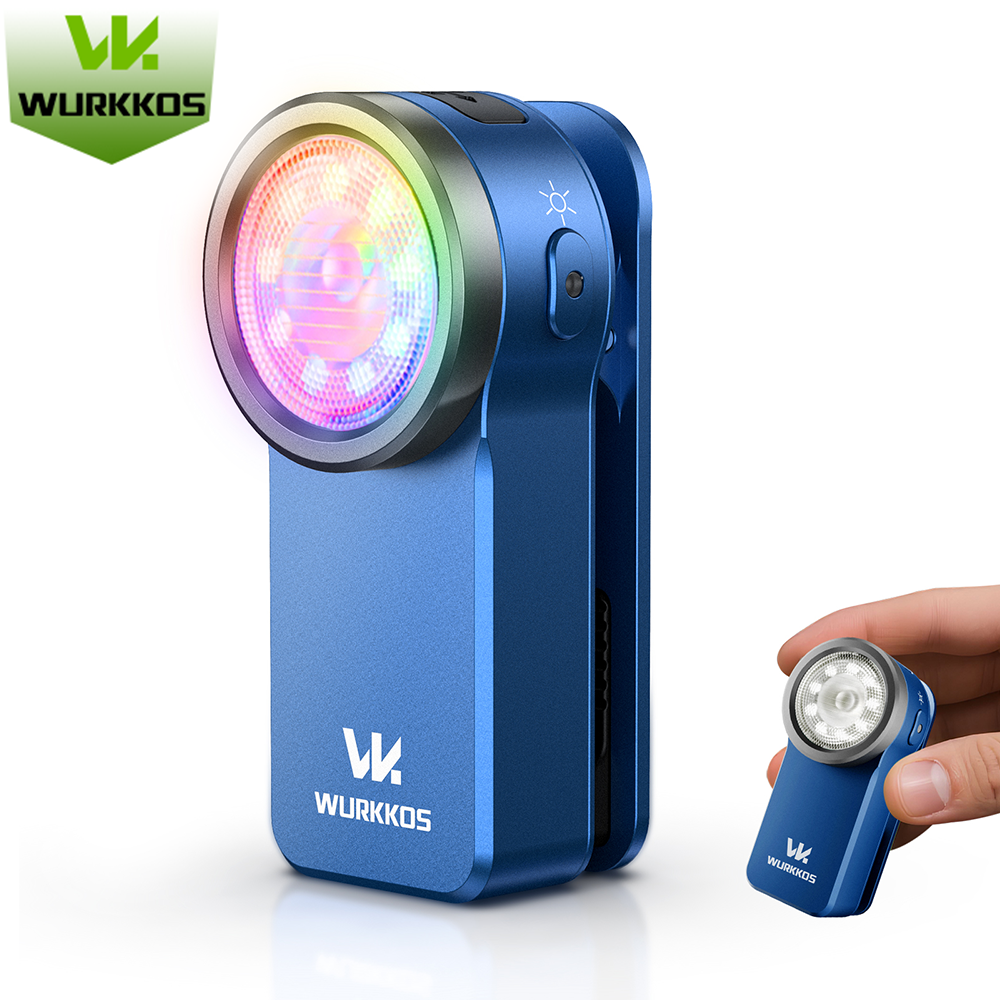 Latarka Wurkkos HD03 Mini Clip-on o mocy 680 lumenów, ładowana przez USB-C, z reflektorem/światłem rozproszonym (95 CRI)/światłem RGB, idealna do wędrówek pieszych, oświetlenia zewnętrznego i spacerów z psem