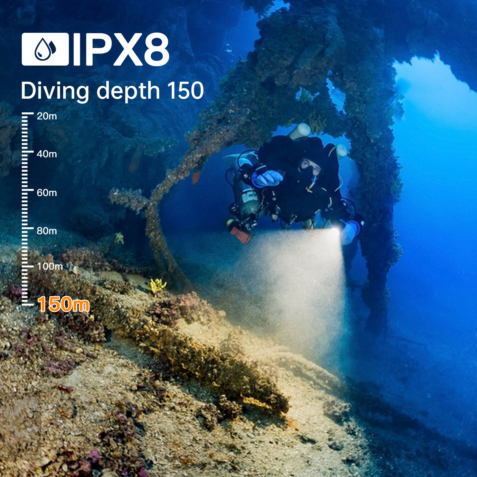 Latarka nurkowa Wurkkos DL40 Super Bright Diving o mocy 5000 lumenów, współczynniku CRI 90, wodoodporności IPX8, odpowiednia do nurkowania, eksploracji i oświetlenia jaskiń